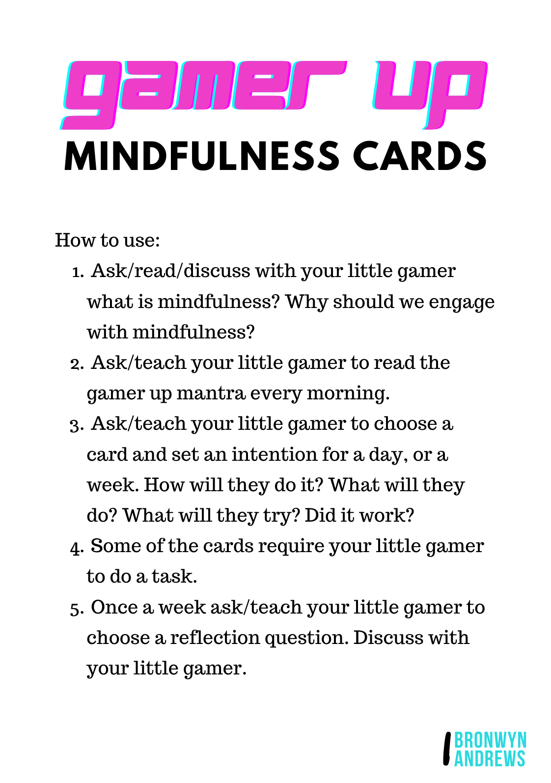 Gamer up - Mindfulness cards (Print version)